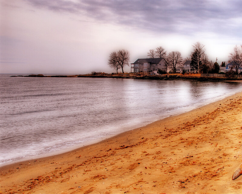 coastal homes on a cloudy day