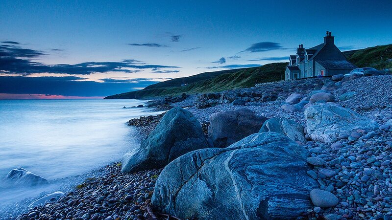 Coastal House at Dusk — Blue