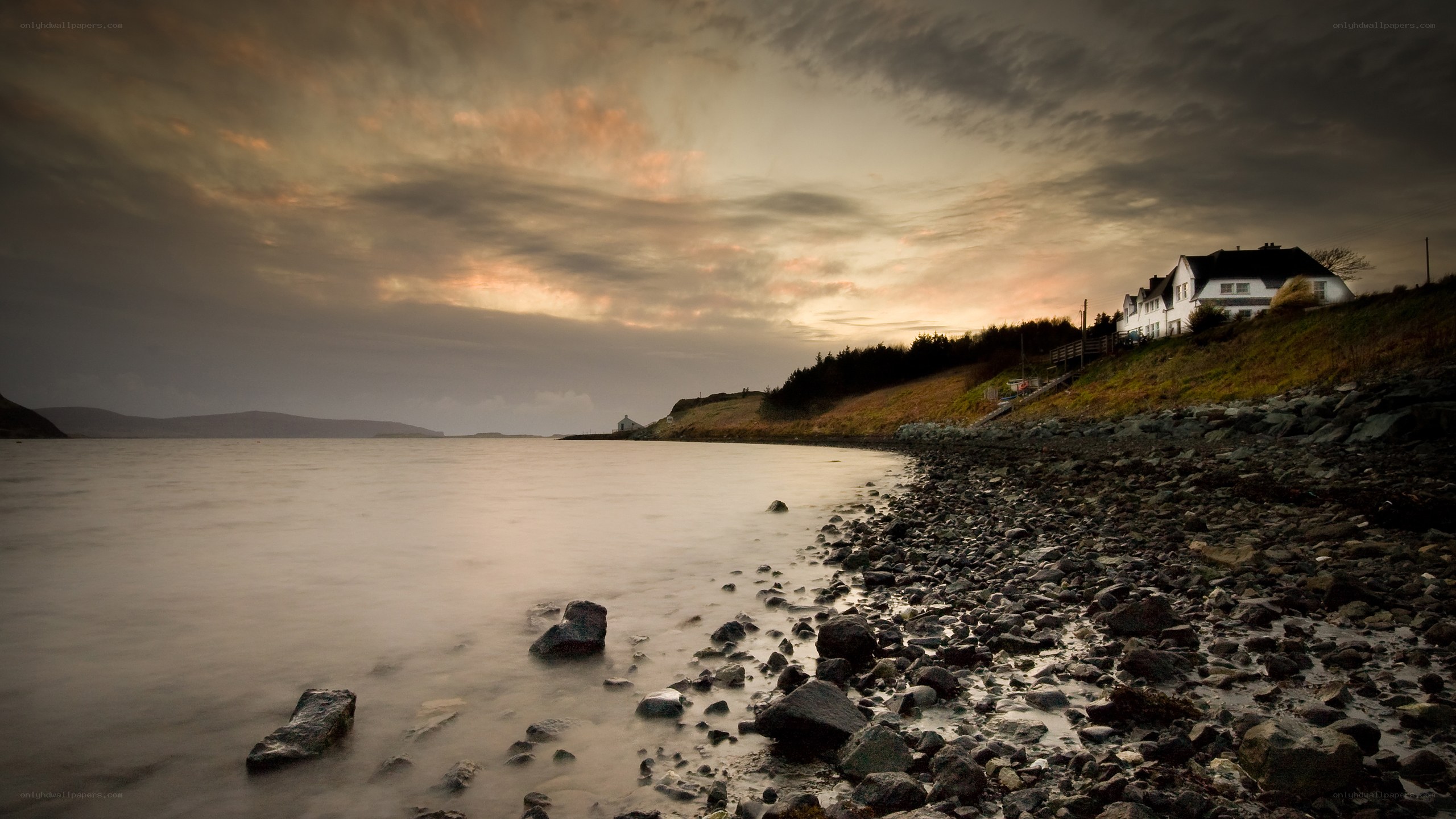 coastal house at dusk
