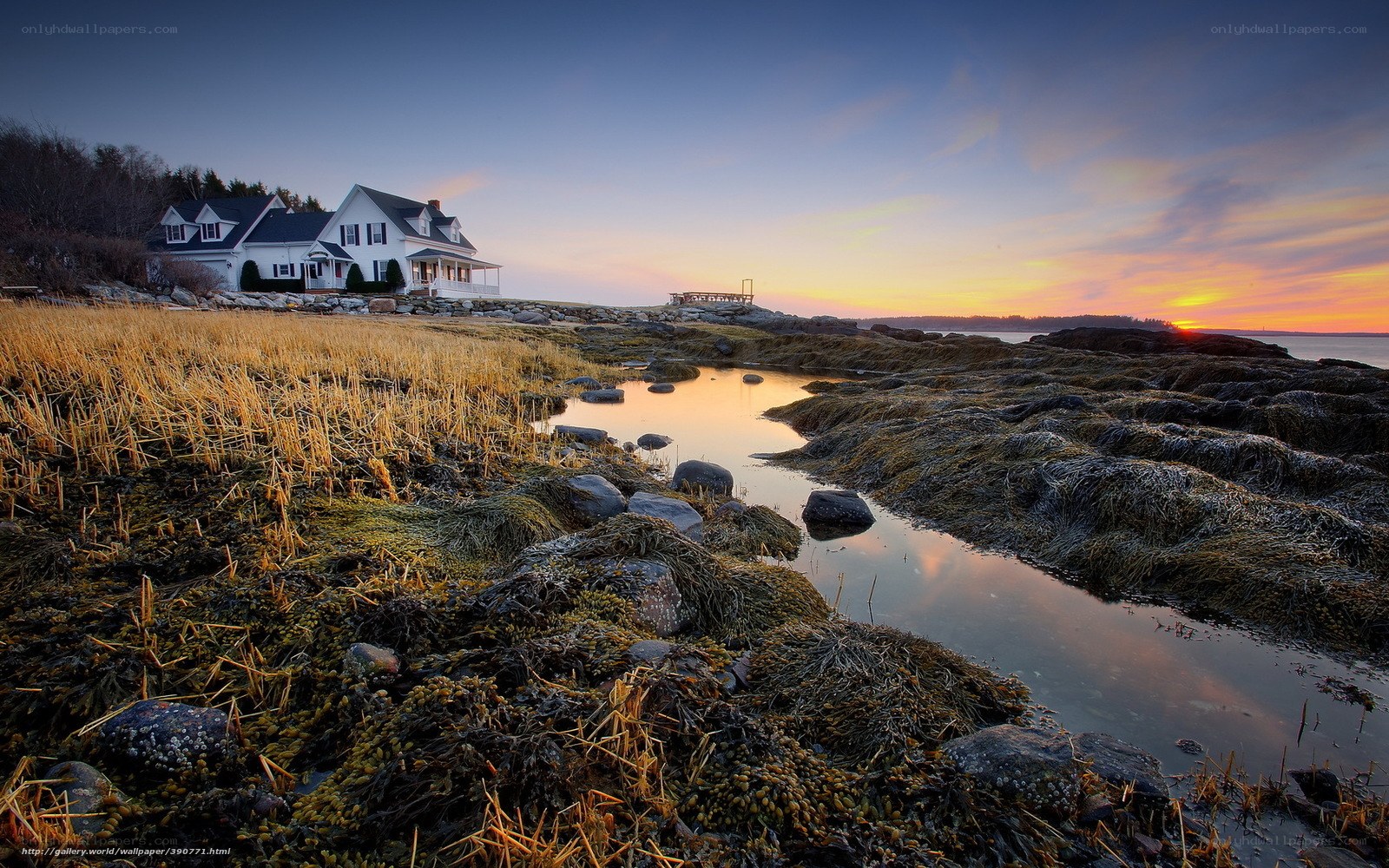 Coastal house at sunset