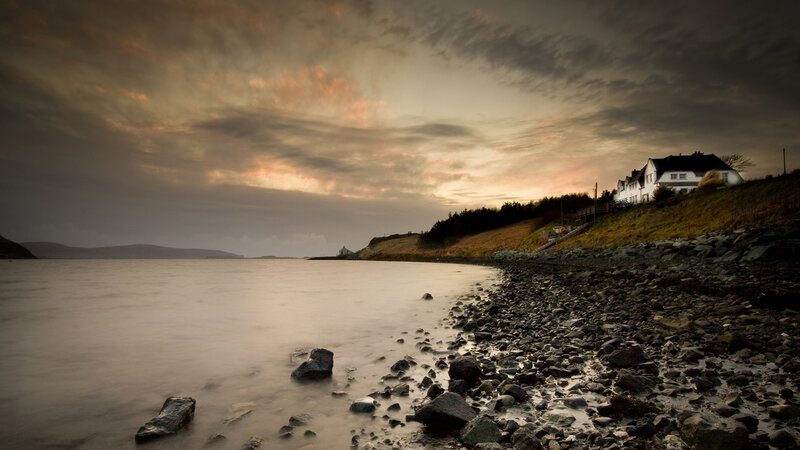 Coastal house at sunset