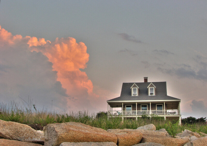 Coastal House at Sunset — Gray