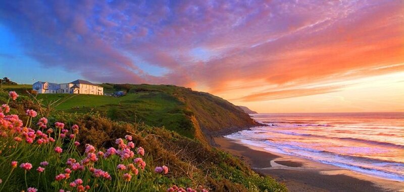 Coastal House at Sunset — Orange
