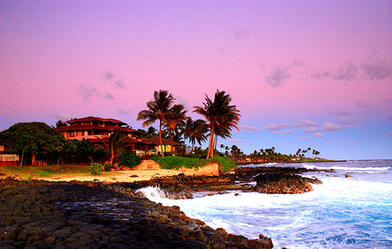 Coastal House at Sunset — Purple