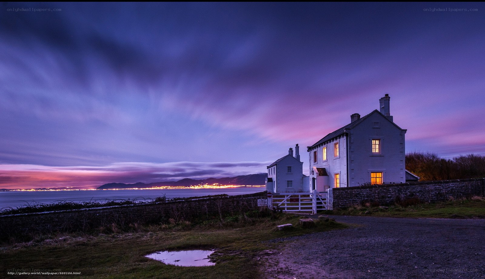 Coastal house at twilight