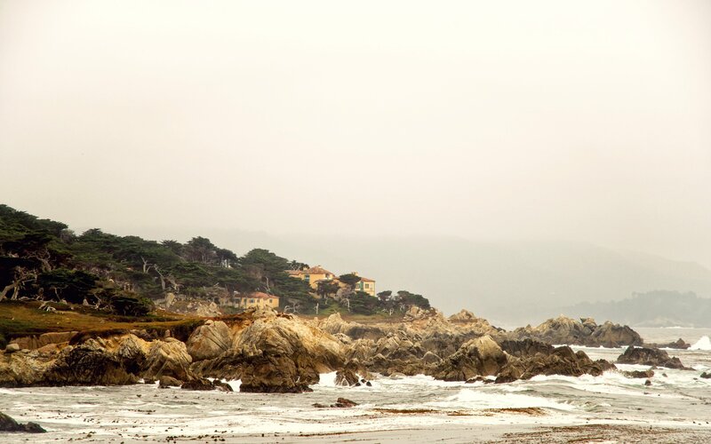 coastal house on rocky shore