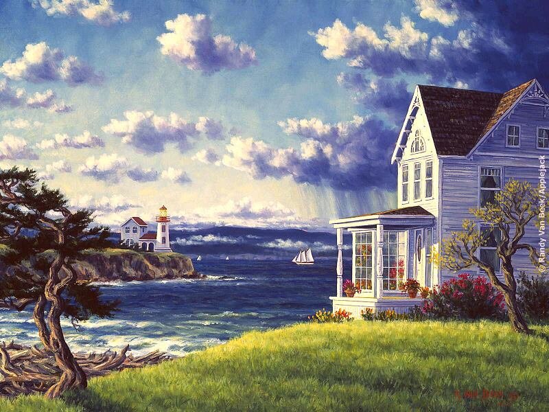 Coastal house with lighthouse