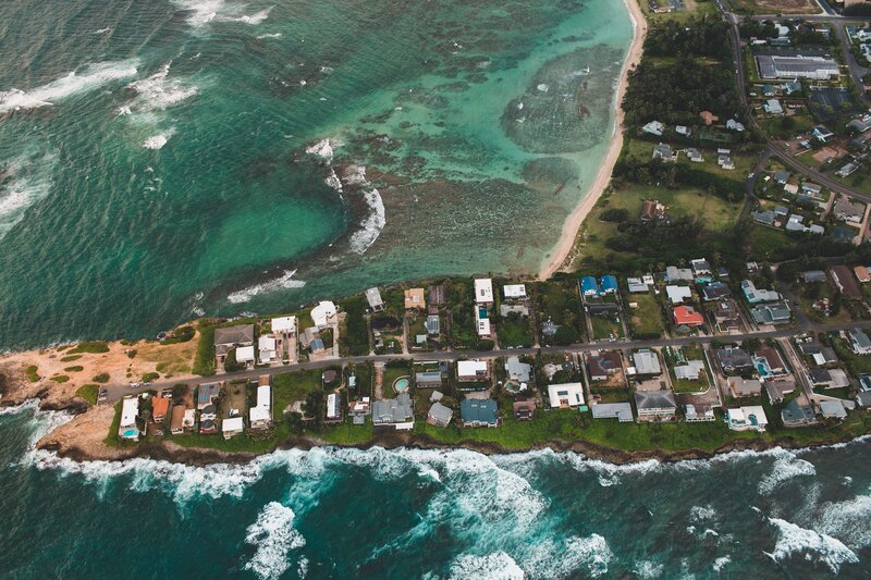 Coastal Houses Aerial View