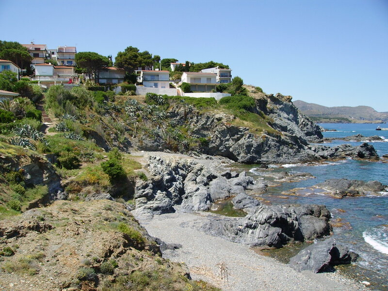 Coastal Houses on Cliff — Blue