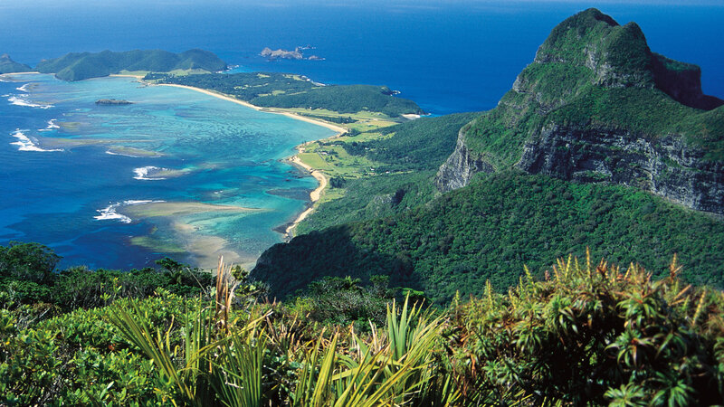 Coastal Island Landscape — Blue, Serene