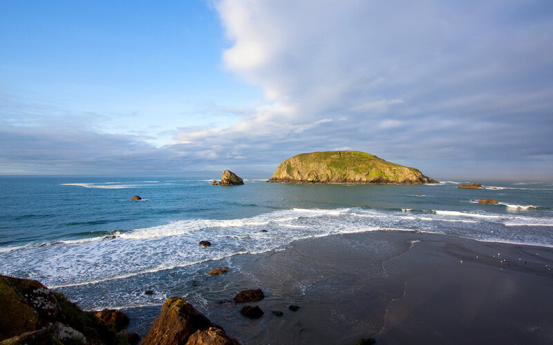coastal island with rocky shore