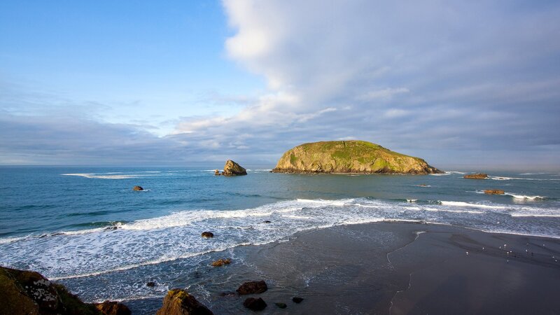 coastal island with rocky shore