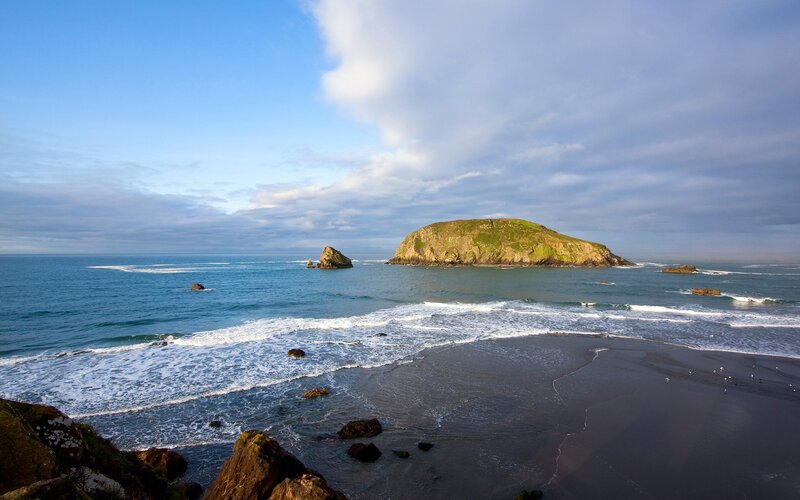 coastal island with rocky shore