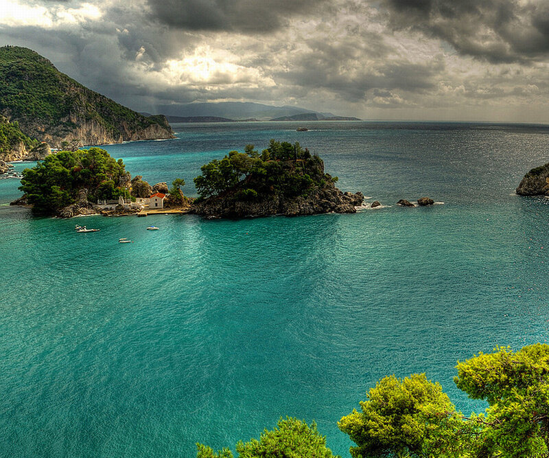 Coastal island with turquoise water