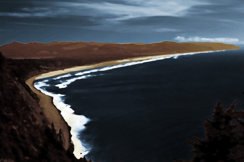 coastal landscape at dusk
