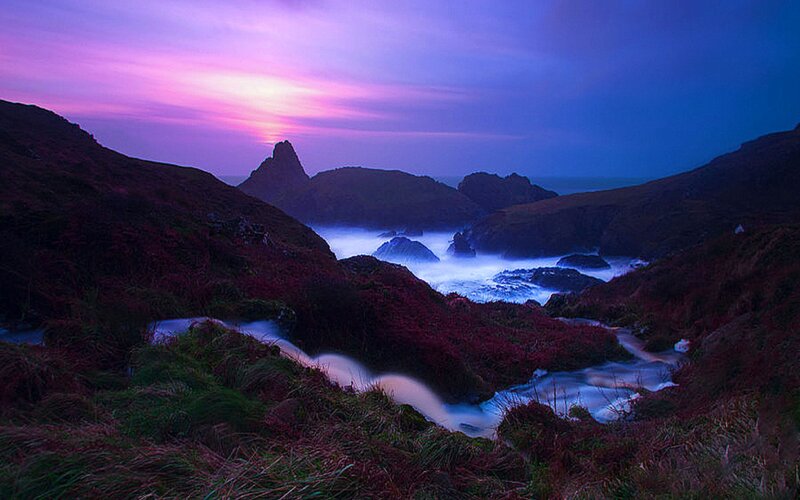 Coastal Landscape at Dusk — Purple, Dramatic, Sunset