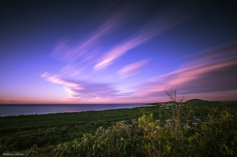 Coastal Landscape at Dusk — Purple, Serene, Sunset