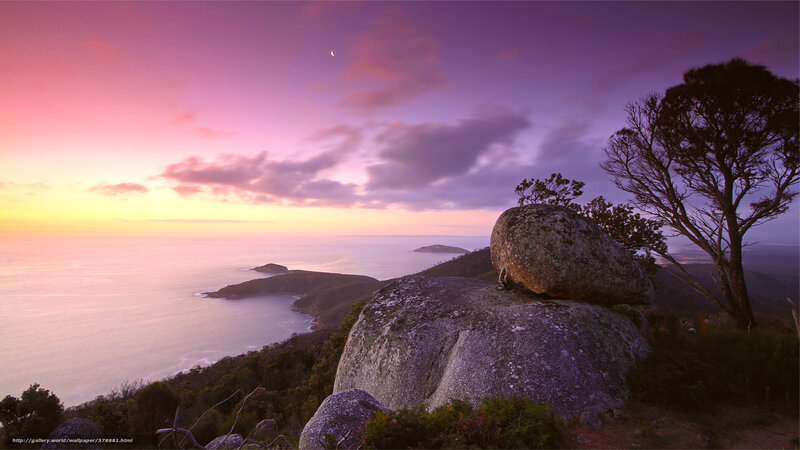 Coastal Landscape at Dusk — Purple, Serene