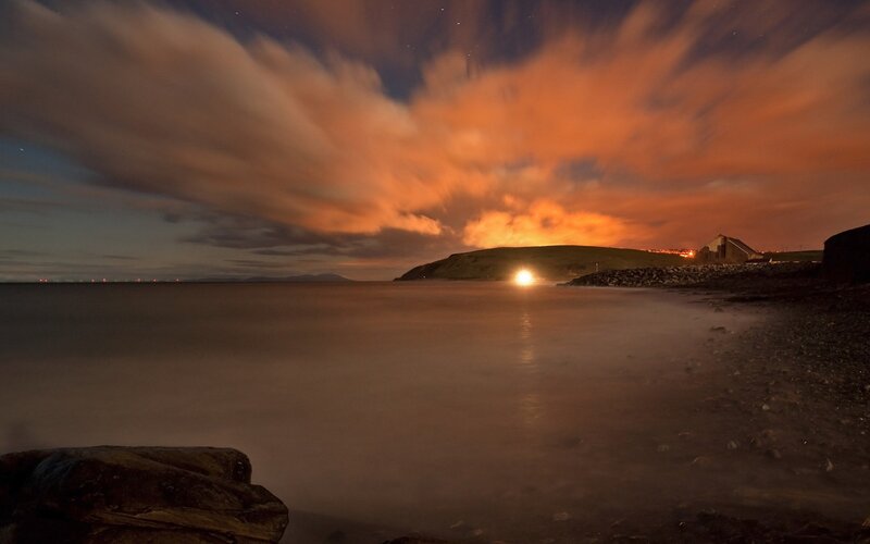 Coastal Landscape at Night — Orange