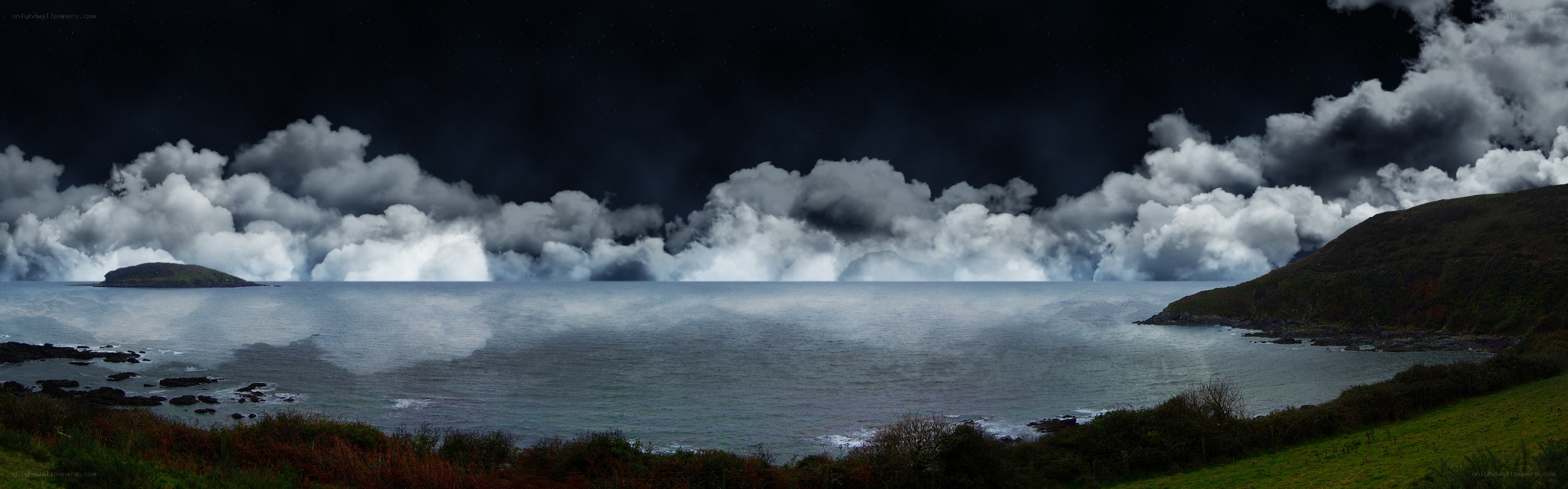 coastal landscape at night