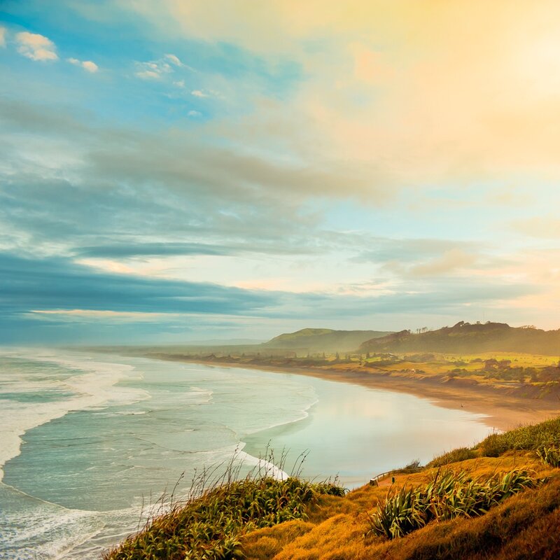 coastal landscape at sunrise