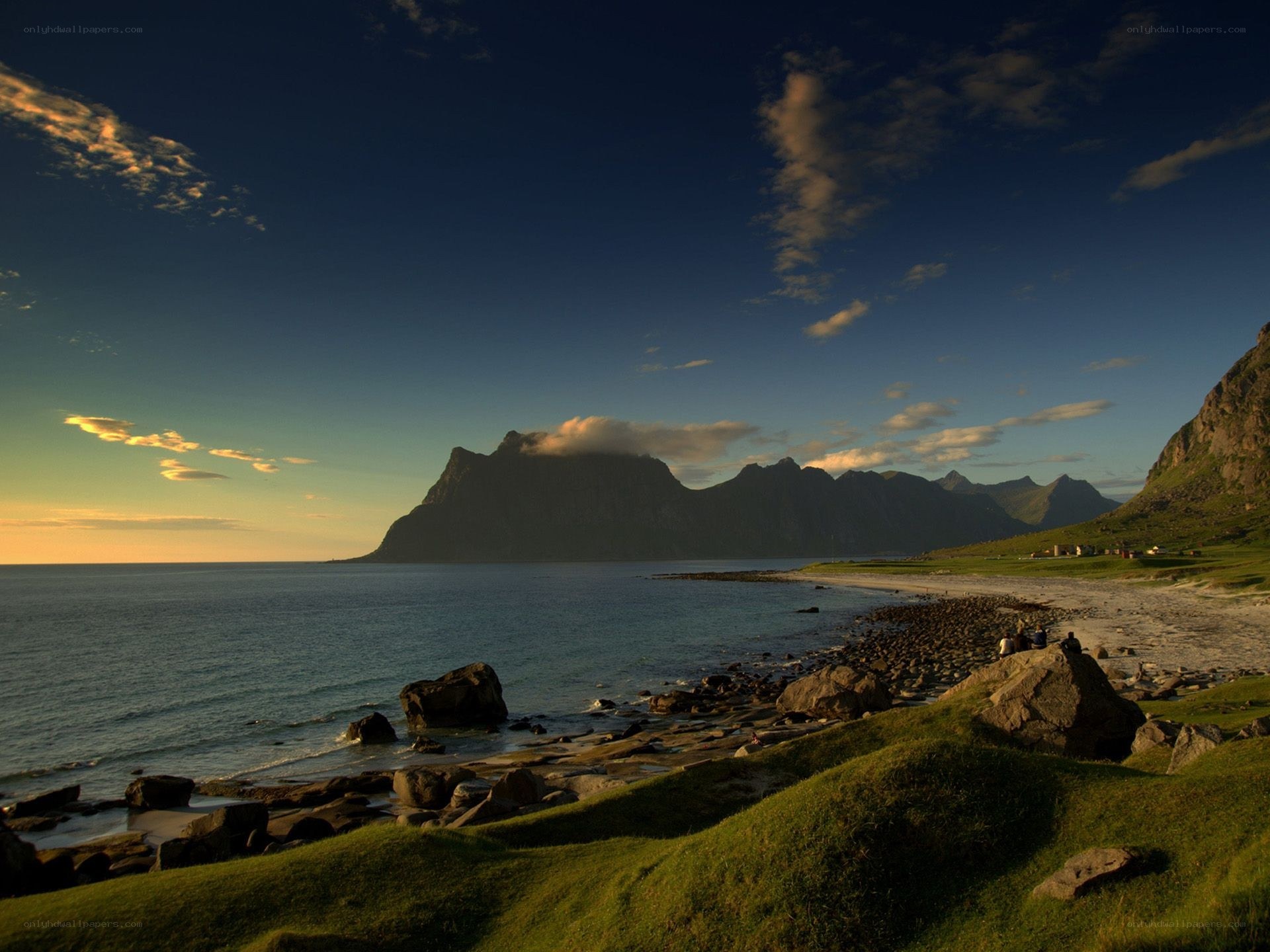 Coastal landscape at sunset