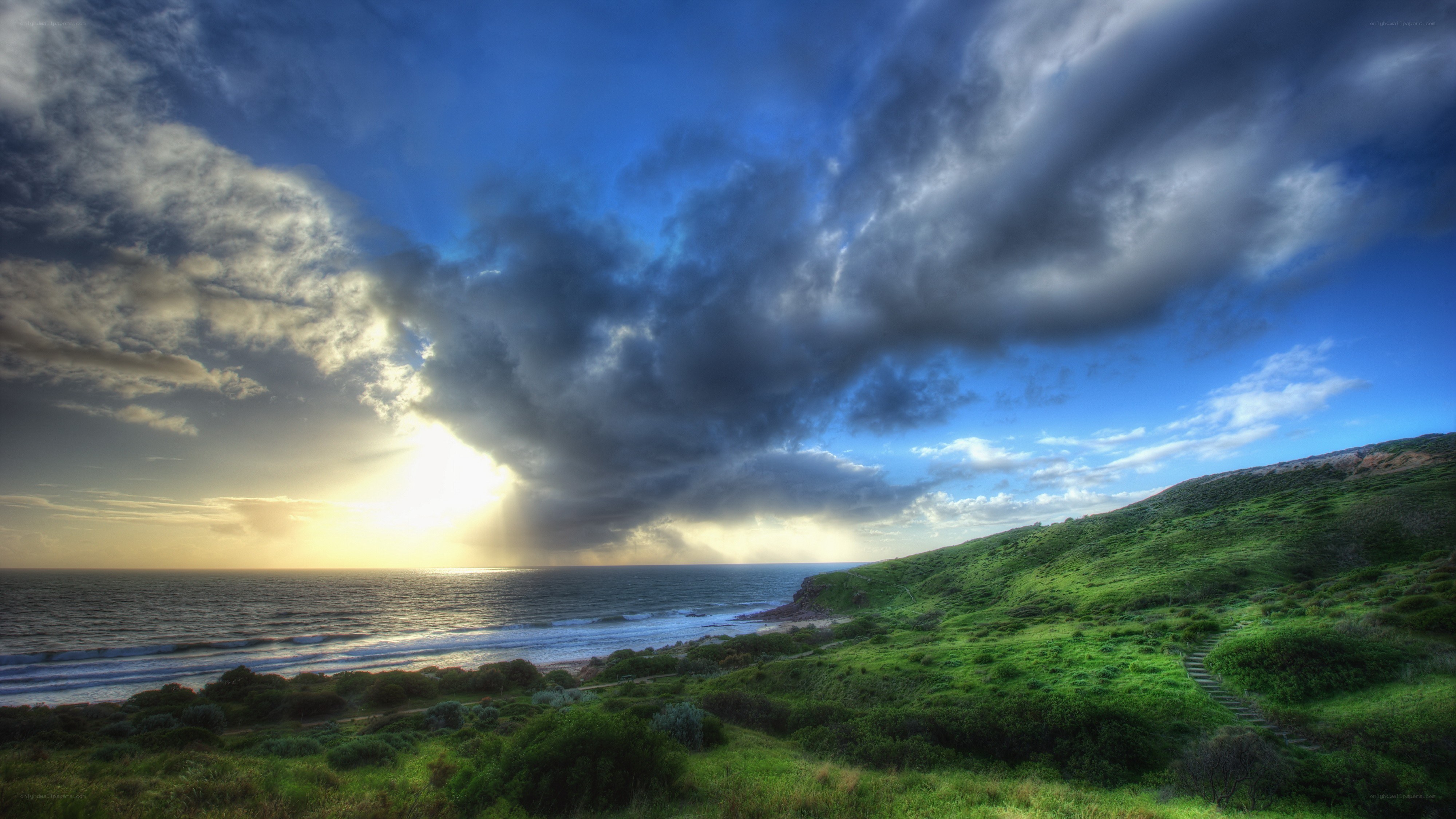 Coastal landscape at sunset