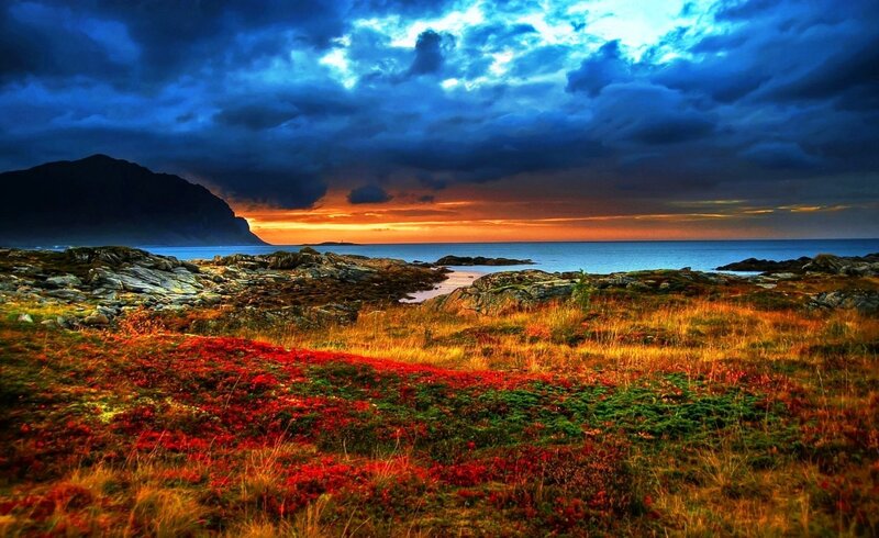 Coastal Landscape at Sunset — Blue, Dramatic