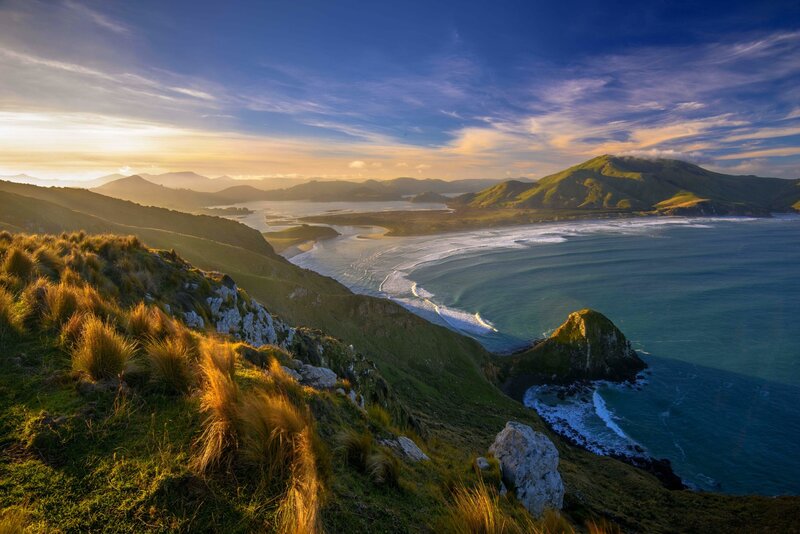 Coastal Landscape at Sunset — Blue, Serene