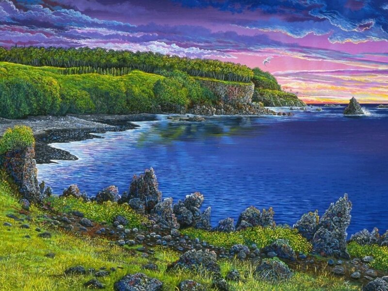 Coastal Landscape at Sunset — Blue