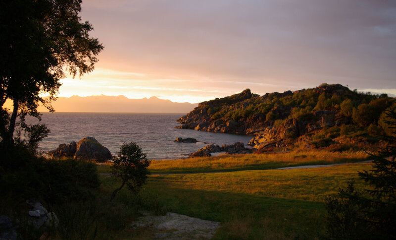 Coastal Landscape at Sunset — Orange, Serene, Photograph