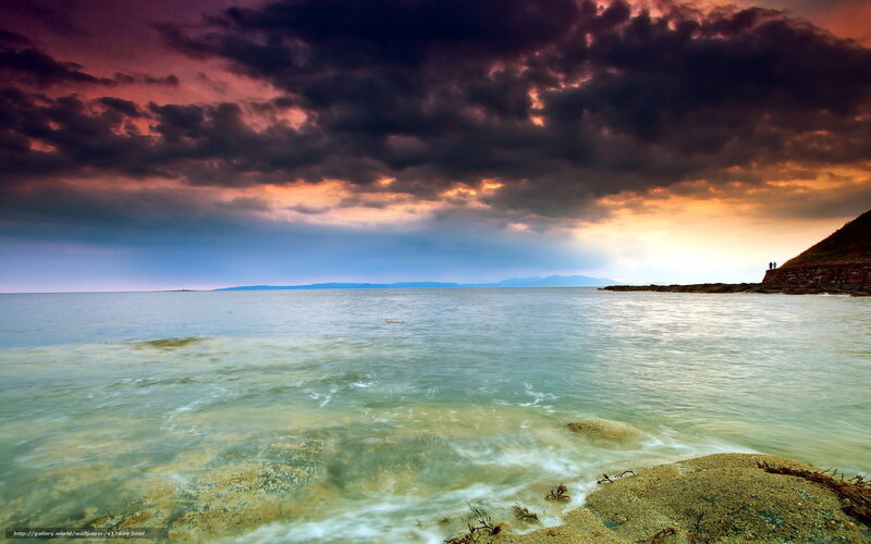 Coastal Landscape at Sunset — Purple, Dramatic