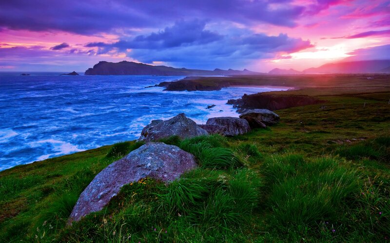 Coastal Landscape at Sunset — Purple