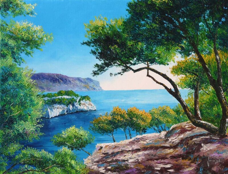 Coastal Landscape Painting — Blue, Serene