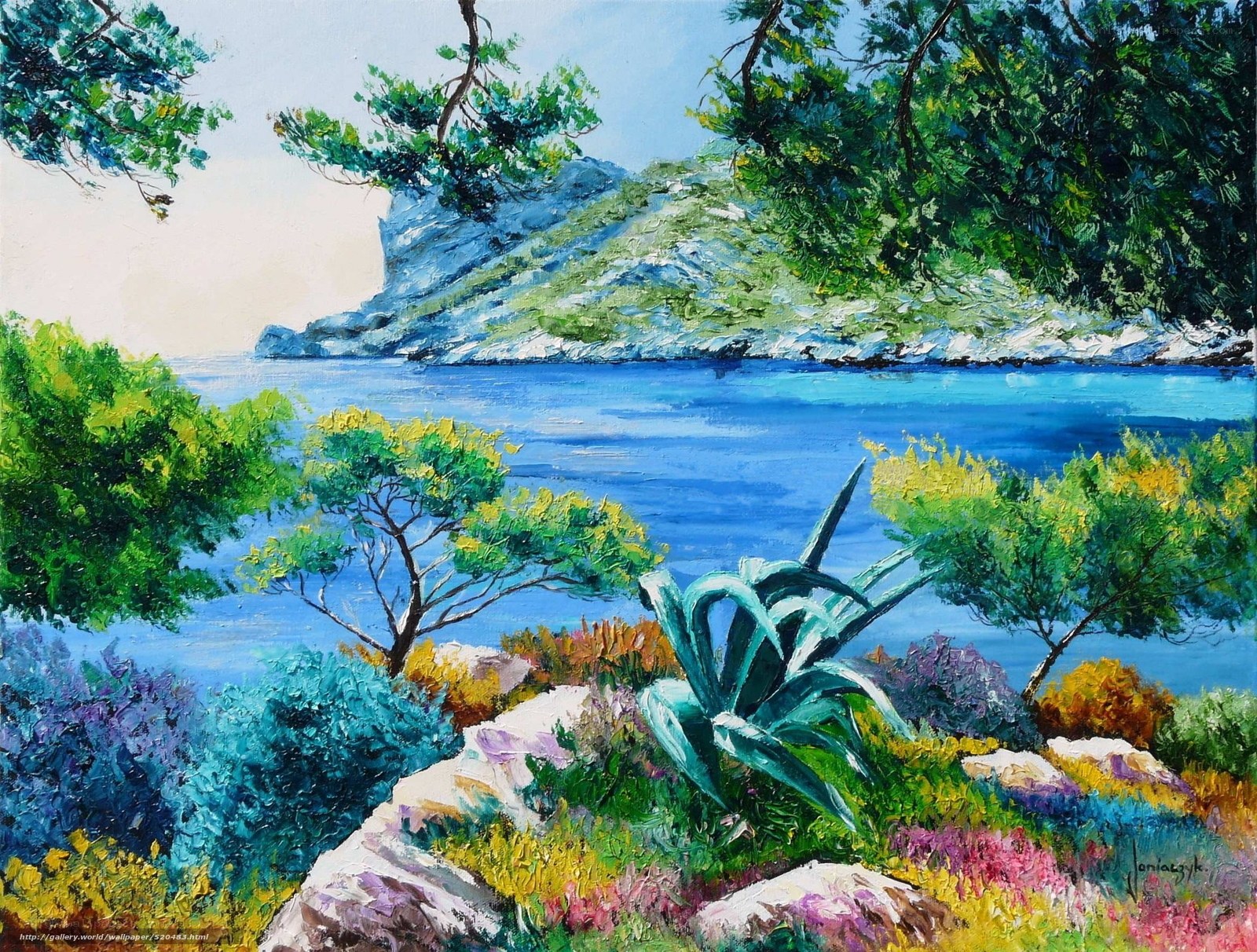 Coastal landscape with agave