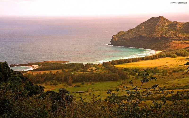 coastal landscape with bay