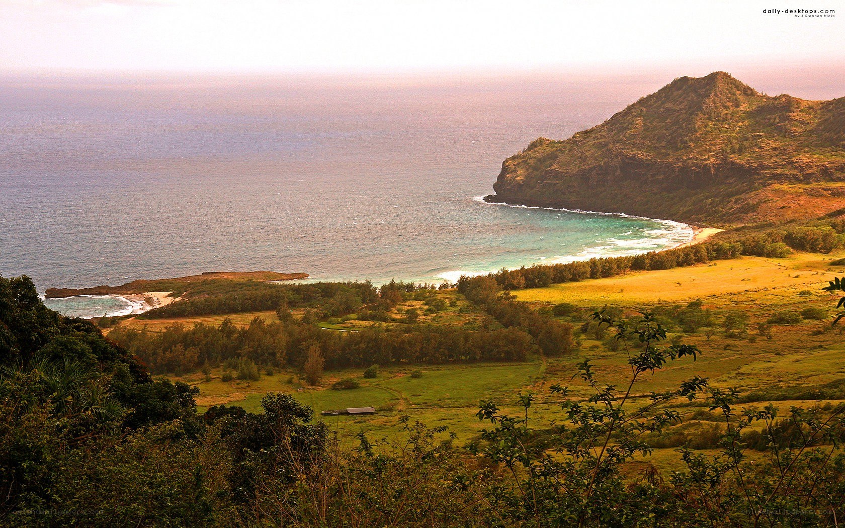 coastal landscape with bay