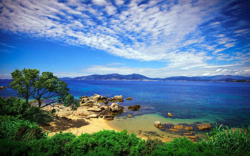 coastal landscape with blue sea