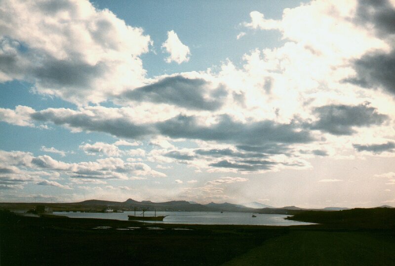 Coastal landscape with boat