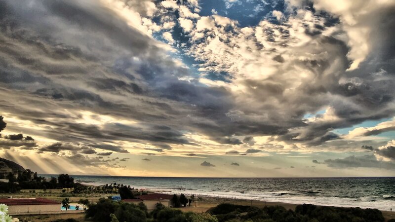 Coastal Landscape with Clouds — Blue