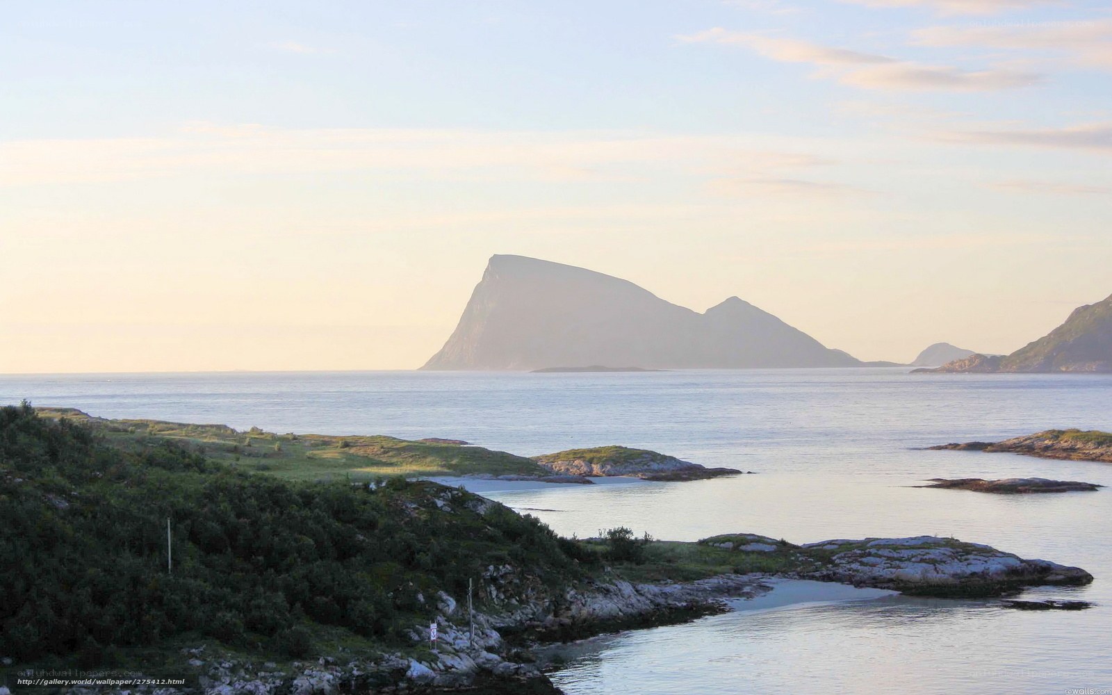 coastal landscape with distant island