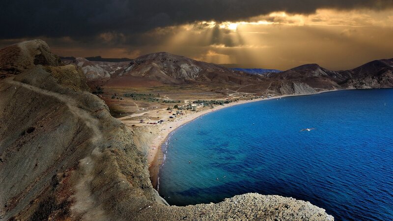 Coastal landscape with dramatic sky