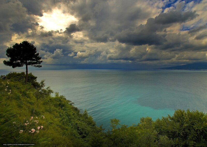 Coastal landscape with dramatic sky