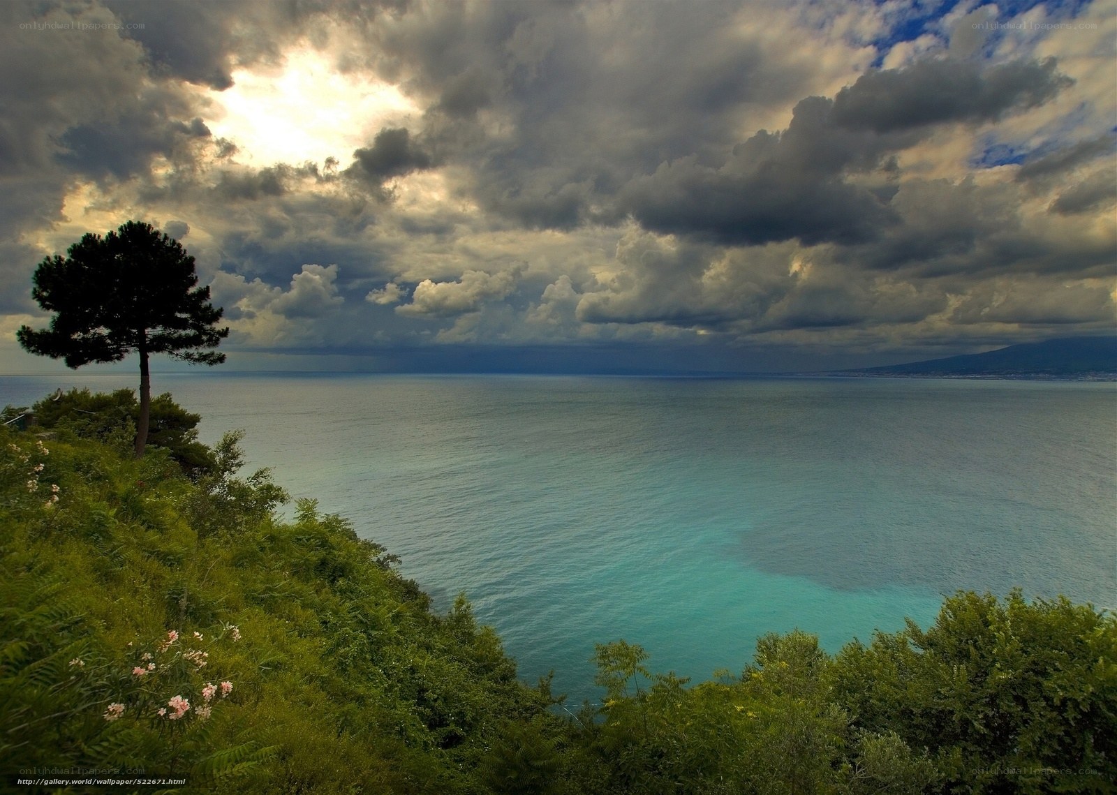 Coastal landscape with dramatic sky