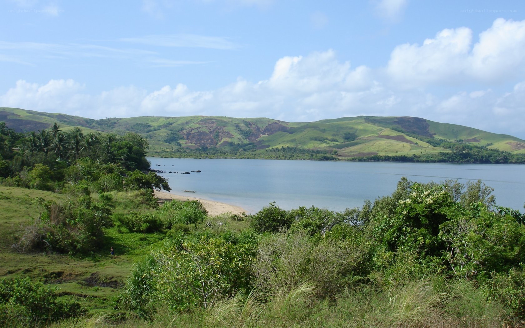 Coastal landscape with hills