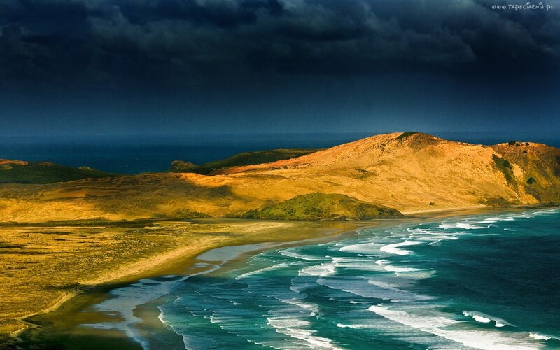 Coastal Landscape with Hills — Blue