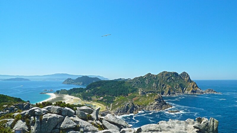 Coastal Landscape with Island — Blue