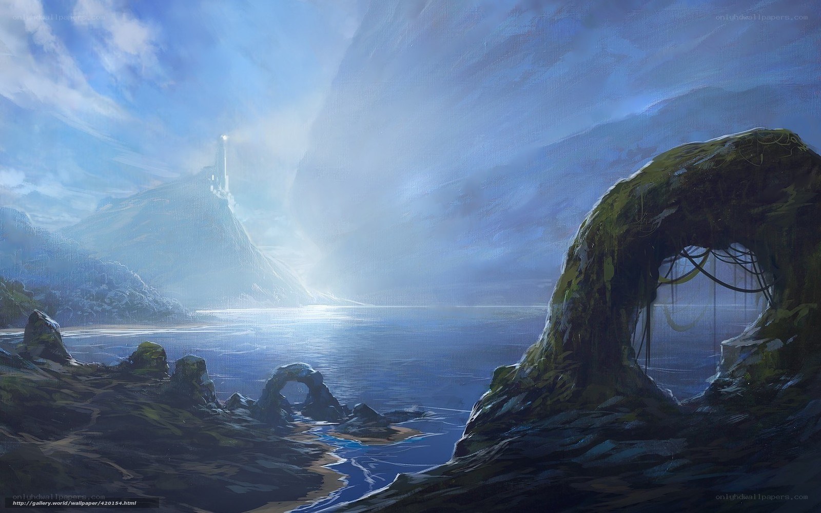 coastal landscape with lighthouse