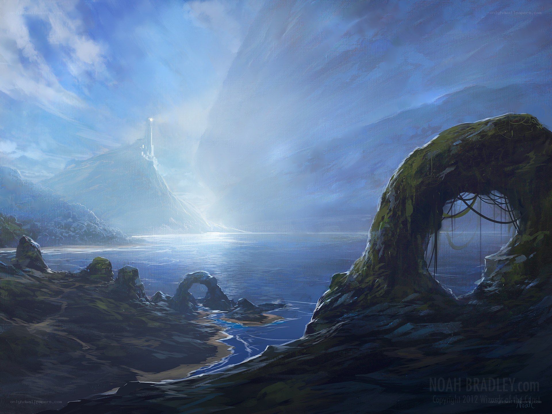 coastal landscape with lighthouse
