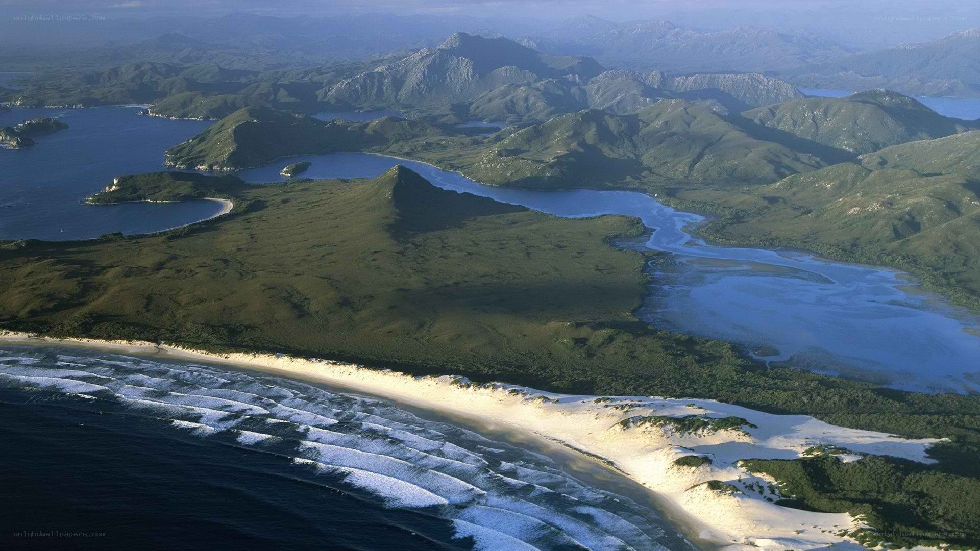 coastal landscape with mountains
